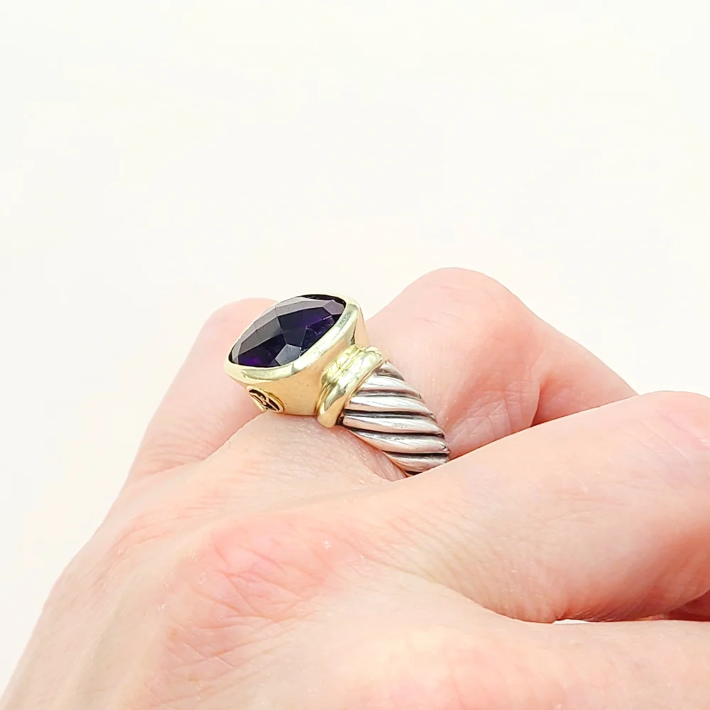 David Yurman Large Noblesse Ring Amethyst Ring Sz 8.5 - Picture 9 of 11